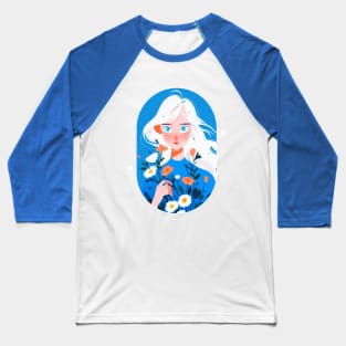 Blue Floral Finesse Baseball T-Shirt